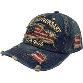 USA 250th Anniversary Hat, Adjustable 250th Anniversary Printed Patriotic Baseball Caps, Tribute Retro Washed Hat in Saudi Arabia