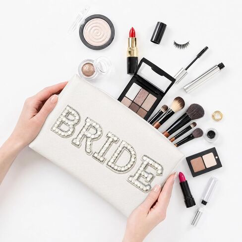 Vigorpace Bride Makeup Bag, Cosmetic Bag for Bride to Be, Bridal Shower and Bachelorette Party Gifts, Engagement Wedding Gifts in Kuwait