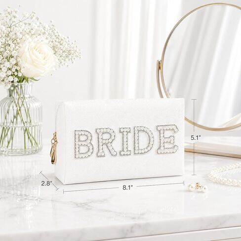 Vigorpace Bride Makeup Bag, Cosmetic Bag for Bride to Be, Bridal Shower and Bachelorette Party Gifts, Engagement Wedding Gifts in Kuwait