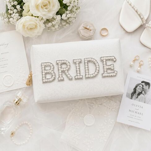 Vigorpace Bride Makeup Bag, Cosmetic Bag for Bride to Be, Bridal Shower and Bachelorette Party Gifts, Engagement Wedding Gifts in Kuwait