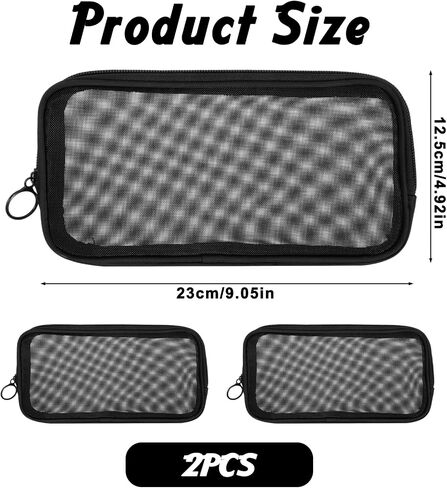 2 Pcs Mesh Makeup Brush Bag, 9 X 5 Inch Portable Travel Makeup Brush Holder with Zipper for Travel Home Office Makeups Brushes Small Items in Kuwait