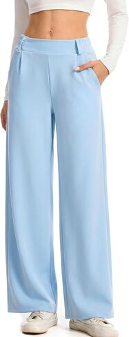 DINNAPE Wide Leg Pants Women Work Dress Pants Stretchy Business Casual Trousers with Pockets Flowy Slacks in Saudi Arabia