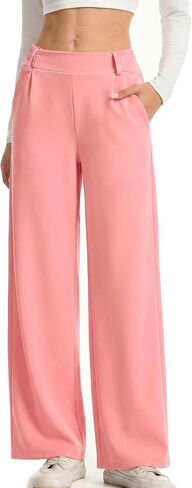 DINNAPE Wide Leg Pants Women Work Dress Pants Stretchy Business Casual Trousers with Pockets Flowy Slacks in Saudi Arabia