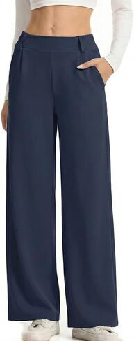 DINNAPE Wide Leg Pants Women Work Dress Pants Stretchy Business Casual Trousers with Pockets Flowy Slacks in Saudi Arabia