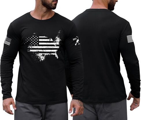 Mainfini Men's American Flag T-Shirt Patriotic Long Sleeve Graphic Tshirt (S-3XL) in Saudi Arabia