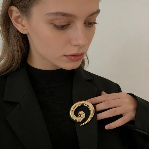 Minimalist Snail Brooch Pin Gold/Silver Plated Twist Lapel Pins Jacket Blazer Suit Hat Bag Accessories Jewelry for Women Men (Golden) in Saudi Arabia