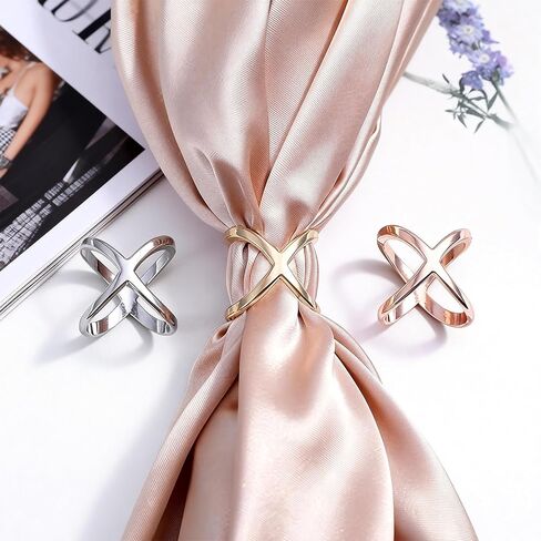 6Pcs Bandana Ring, Bandana Clips For Women, Scarf Ring Set, Elegant Versatile Holder For Shawls, Scarves, Bandanas, Stylish Everyday Use in Saudi Arabia