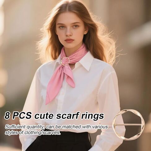 8pcs Scarf Rings & Buckles, Adjustable Shawl Clips, Cute T-Shirt Clips for Women, Stylish Clothing Accessories for Loose Clothes, Blouses, Dresses(Silver/Gold) in Saudi Arabia