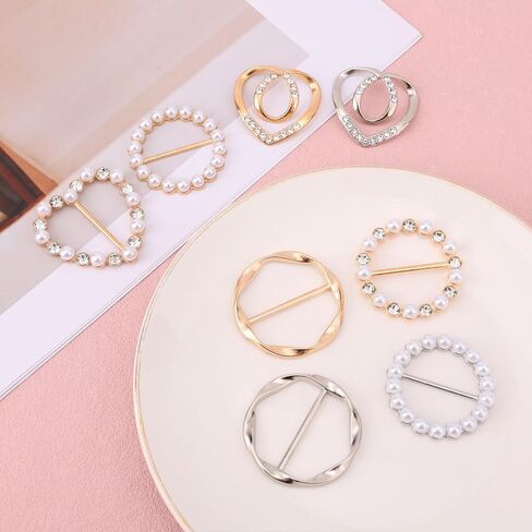 8pcs Scarf Rings & Buckles, Adjustable Shawl Clips, Cute T-Shirt Clips for Women, Stylish Clothing Accessories for Loose Clothes, Blouses, Dresses(Silver/Gold) in Saudi Arabia