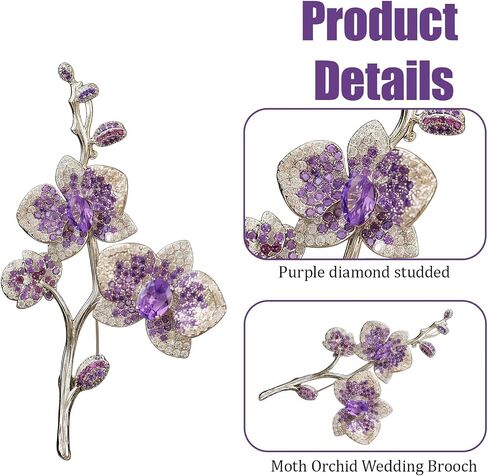 Elegant Butterfly Orchid Brooch pins Flowers Brooches Lapel Pins Stylish elegant Dress Pin Jewelry for Evening Party Accessories for Dress Coat Scarf, Wedding Party Banquet in Saudi Arabia