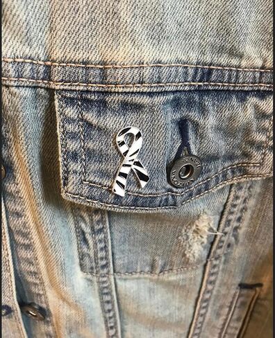 Zebra Ribbon/Lapel Hat Pin - Rare Disease/Ehlers-Danlos Syndrome/Endocrine Neuroendocrine Carcinoid Awareness in Kuwait
