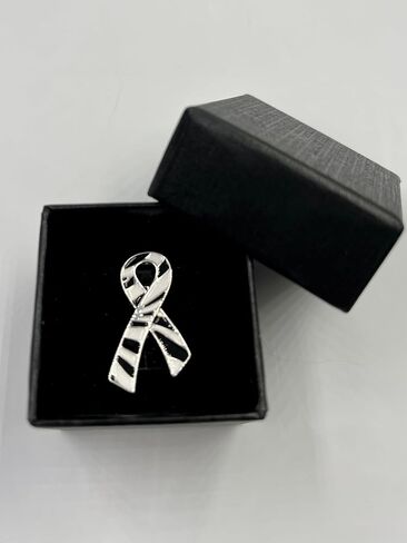 Zebra Ribbon/Lapel Hat Pin - Rare Disease/Ehlers-Danlos Syndrome/Endocrine Neuroendocrine Carcinoid Awareness in Kuwait