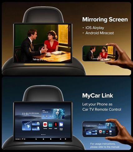 13.5" 4K Car Headrest Monitor Android 13.0 |Rear Seat Entertainment System| Car TV for Back Seat |4G RAM+64G ROM | Wireless Mirroring | 5G WiFi/Bluetooth/HDMI | OTA Updates (4G+64G (1*PCS)) in Kuwait