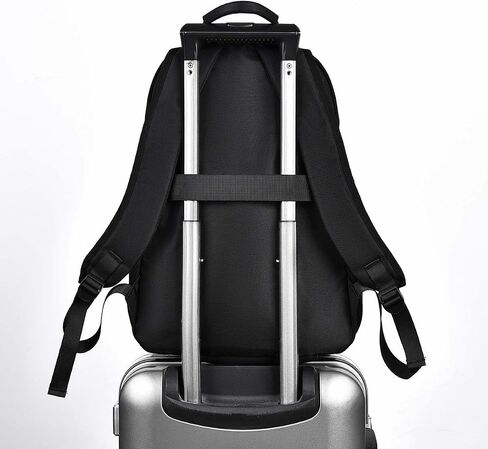 Black Durable Multi Compartment Zipper Backpack With USB Charging Port Practical Rucksack For Daily Commute Office Business Travel Weekend Casual Outings in Kuwait