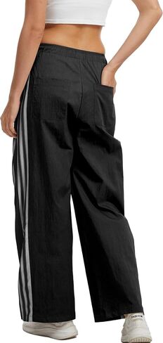 Side Striped Pant Cotton Pants for Women Casual Y2K Palazzo Wide Leg Track Pants Drawstring in Saudi Arabia