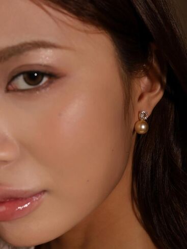 OJERRY Academia Elegant Champagne Pearly Stud Earrings for Women in Saudi Arabia