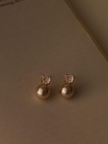 OJERRY Academia Elegant Champagne Pearly Stud Earrings for Women in Saudi Arabia