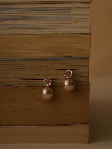 OJERRY Academia Elegant Champagne Pearly Stud Earrings for Women in Saudi Arabia