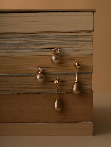 OJERRY Academia Elegant Champagne Pearly Stud Earrings for Women in Saudi Arabia