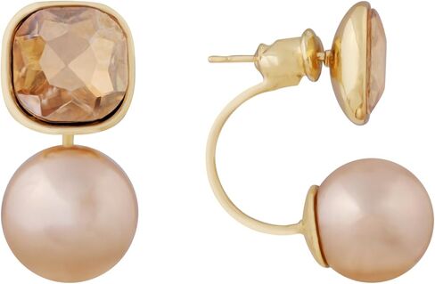 OJERRY Academia Elegant Champagne Pearly Stud Earrings for Women in Saudi Arabia
