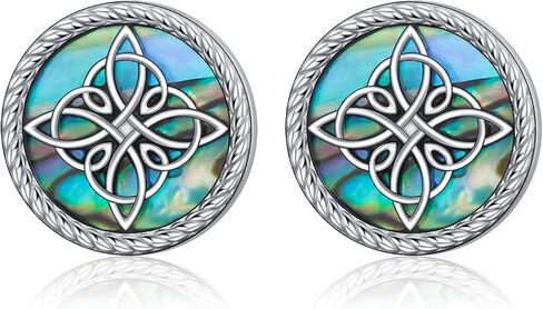 Witches Knot Earrings for Women 925 Sterling Silver Celtic Knot Stud Earrings Abalone Shell Irish Jewelry Gifts for Women in Saudi Arabia
