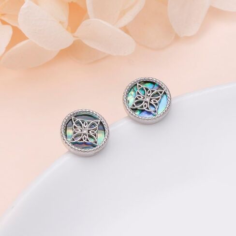 Witches Knot Earrings for Women 925 Sterling Silver Celtic Knot Stud Earrings Abalone Shell Irish Jewelry Gifts for Women in Saudi Arabia