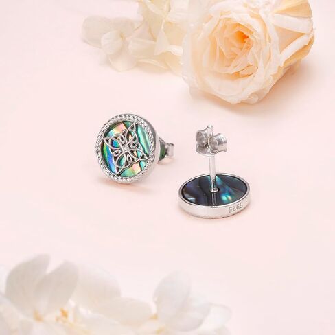 Witches Knot Earrings for Women 925 Sterling Silver Celtic Knot Stud Earrings Abalone Shell Irish Jewelry Gifts for Women in Saudi Arabia