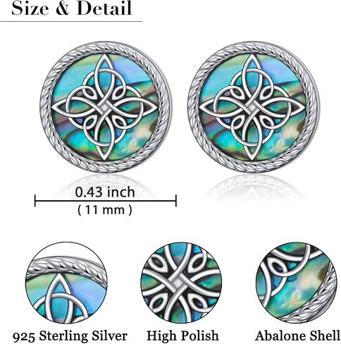 Witches Knot Earrings for Women 925 Sterling Silver Celtic Knot Stud Earrings Abalone Shell Irish Jewelry Gifts for Women in Saudi Arabia
