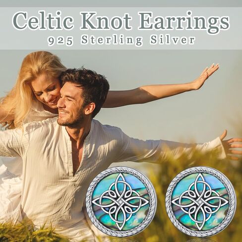Witches Knot Earrings for Women 925 Sterling Silver Celtic Knot Stud Earrings Abalone Shell Irish Jewelry Gifts for Women in Saudi Arabia