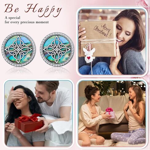Witches Knot Earrings for Women 925 Sterling Silver Celtic Knot Stud Earrings Abalone Shell Irish Jewelry Gifts for Women in Saudi Arabia