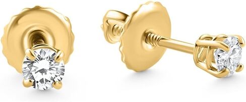 Pompeii 1/4 Ct Diamond Screw Back Studs 14k Yellow Gold Lab Grown Eco Friendly (((G-H)),SI(1)-SI(2)) in Kuwait