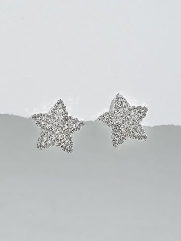 Sparkly Rhinestone Star Earrings Silver Simple Stud Earrings for Women Crystal Statement Earrings for Bar Disco Prom Valentine Wedding in Kuwait