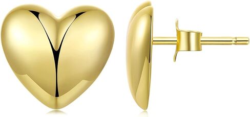 Silver Gold Heart Stud Earrings for Women with 925 Sterling Silver Posts Hypoallergenic Earring Lightweight Everyday Jewelry Anniversary Birthday Valentine’s Day in Saudi Arabia