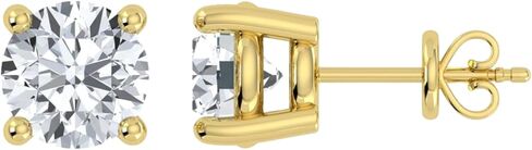 Certified Lab Grown Diamond Studs Earrings 925 Sterling Silver & 14K Gold Plated 4 Prong Push Back Hypoallergenic Jewelry Gift Box Packaging (0.25-2.00 Carat, F-G Color, SI1 Eye Clean Clarity) in Saudi Arabia