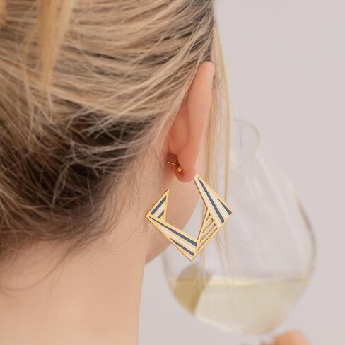 LotusUS Elegant Summer Geometric Aesthetic Stud Earrings Square Shape Trendy Women Earrings in Saudi Arabia