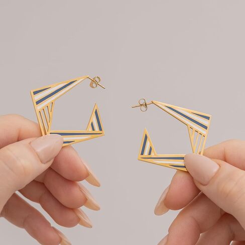 LotusUS Elegant Summer Geometric Aesthetic Stud Earrings Square Shape Trendy Women Earrings in Saudi Arabia