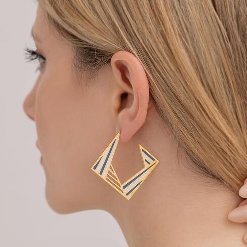 LotusUS Elegant Summer Geometric Aesthetic Stud Earrings Square Shape Trendy Women Earrings in Saudi Arabia