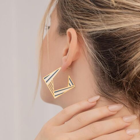 LotusUS Elegant Summer Geometric Aesthetic Stud Earrings Square Shape Trendy Women Earrings in Saudi Arabia