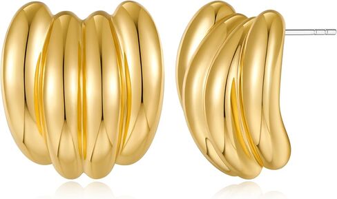 Chunky Studs Earrings for Women Trendy Gold Plated Banana Earring Chic Statement Jewelry in Saudi Arabia