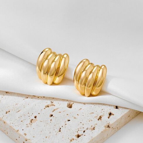 Chunky Studs Earrings for Women Trendy Gold Plated Banana Earring Chic Statement Jewelry in Saudi Arabia