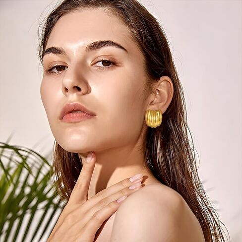 Chunky Studs Earrings for Women Trendy Gold Plated Banana Earring Chic Statement Jewelry in Saudi Arabia