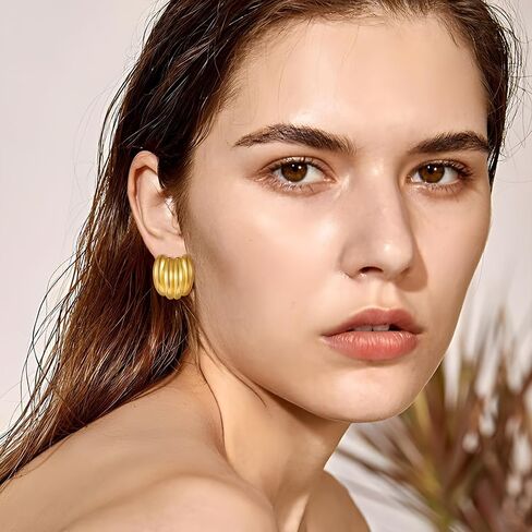 Chunky Studs Earrings for Women Trendy Gold Plated Banana Earring Chic Statement Jewelry in Saudi Arabia