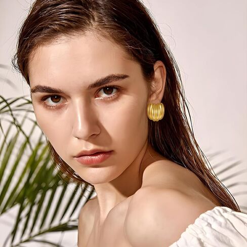 Chunky Studs Earrings for Women Trendy Gold Plated Banana Earring Chic Statement Jewelry in Saudi Arabia