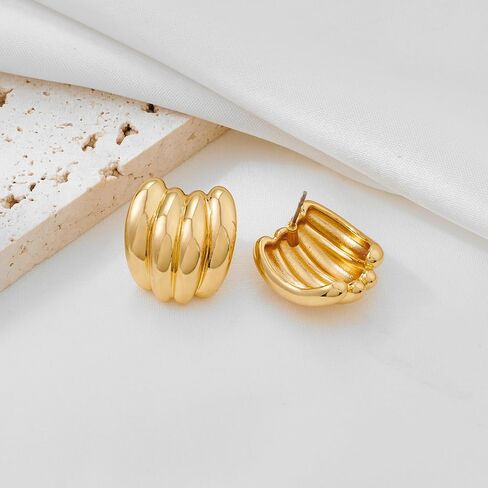 Chunky Studs Earrings for Women Trendy Gold Plated Banana Earring Chic Statement Jewelry in Saudi Arabia
