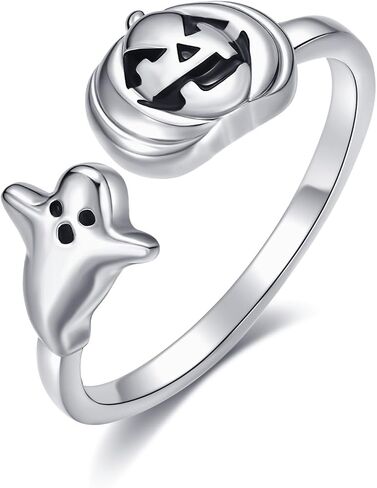 Halloween Pumpkin Rings 925 Sterling Silver Ghost Ring Halloween Jewelry Gifts for Women in Kuwait
