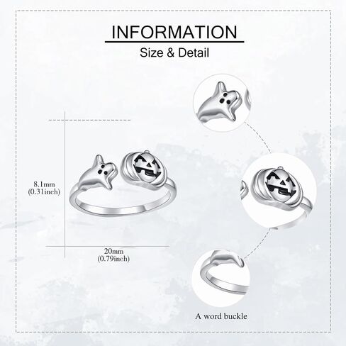 Halloween Pumpkin Rings 925 Sterling Silver Ghost Ring Halloween Jewelry Gifts for Women in Kuwait
