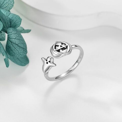 Halloween Pumpkin Rings 925 Sterling Silver Ghost Ring Halloween Jewelry Gifts for Women in Kuwait