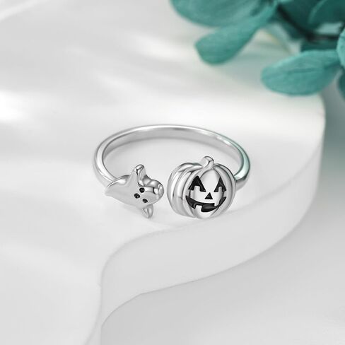 Halloween Pumpkin Rings 925 Sterling Silver Ghost Ring Halloween Jewelry Gifts for Women in Kuwait