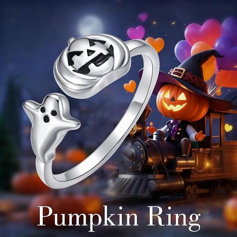 Halloween Pumpkin Rings 925 Sterling Silver Ghost Ring Halloween Jewelry Gifts for Women in Kuwait
