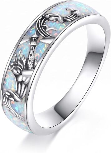 Opal Rings S925 Sterling Silver White Opal Ring Jewelry Gift For Women Men in Saudi Arabia